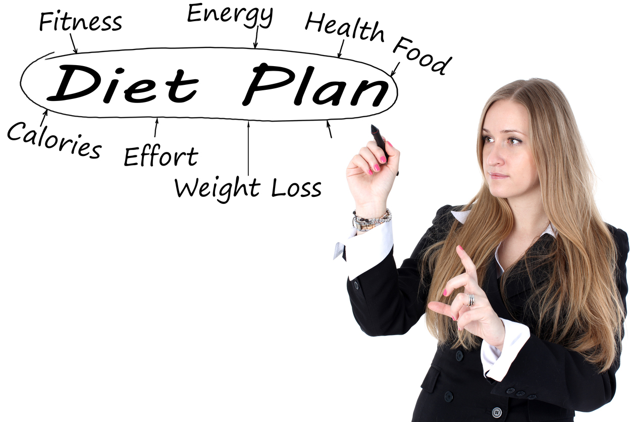 woman drawing of diet plan