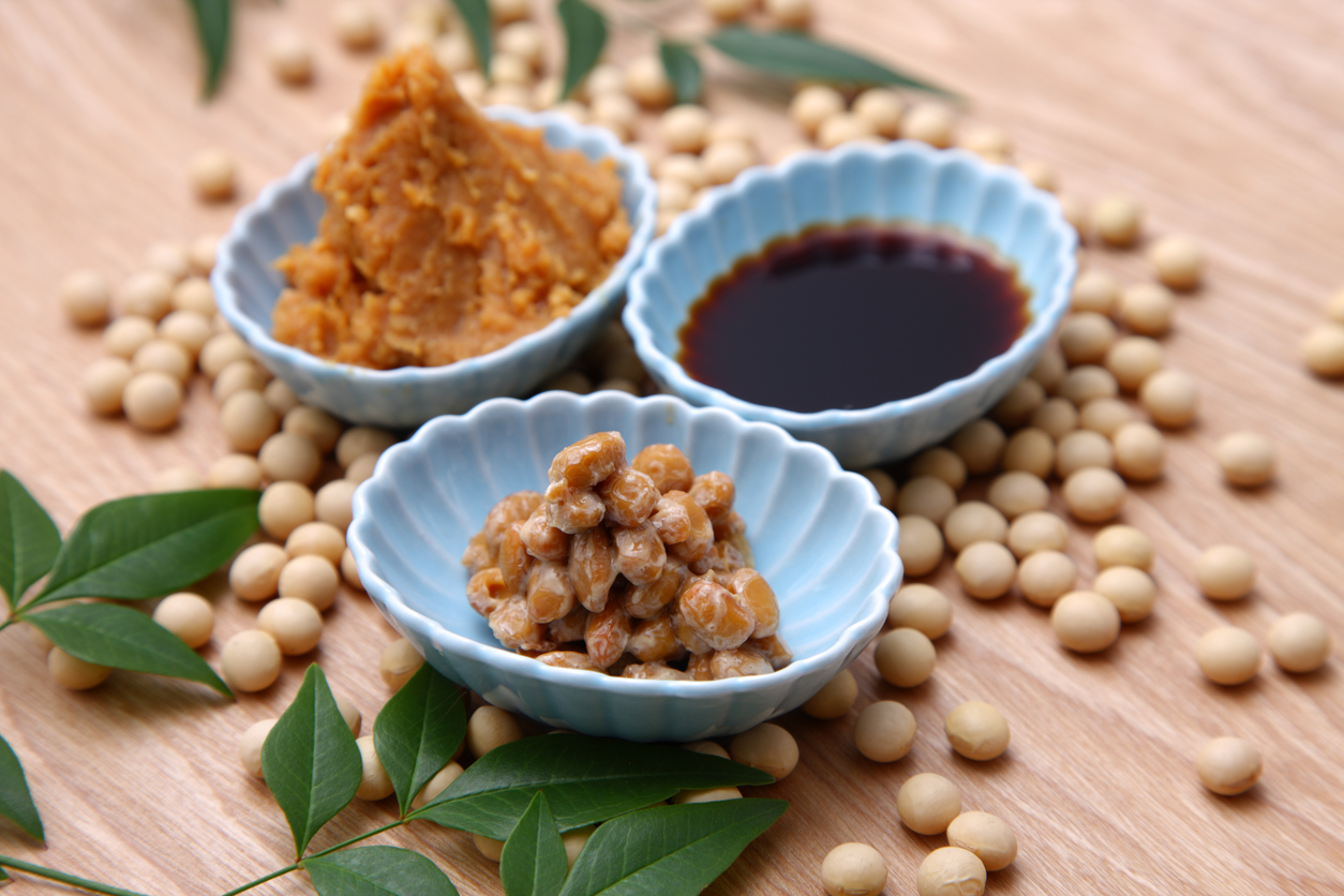 Close up shot of Natto,soybean paste,Soybeans,Soysauce
