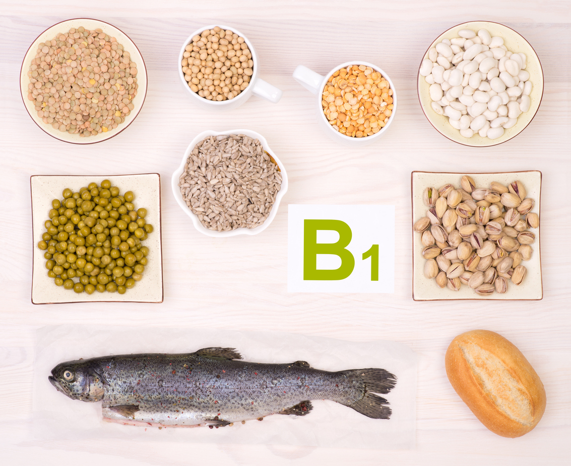 Vitamin B1 containing foods, top view